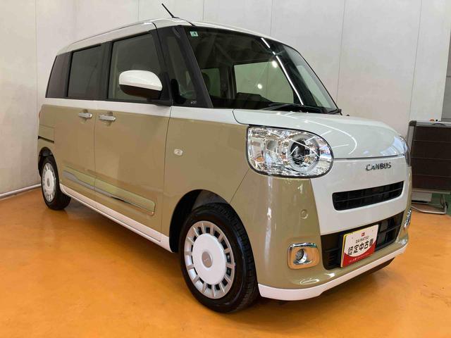 ムーヴキャンバス ストライプスＧ　衝突回避支援システム　横滑り防止装置　ホットカップホルダー　置きラクボックス　前席シートヒーター　両側電動スライドドア　チルトステアリング　運転席シートリフター　助手席シートバックポケット（5枚目）