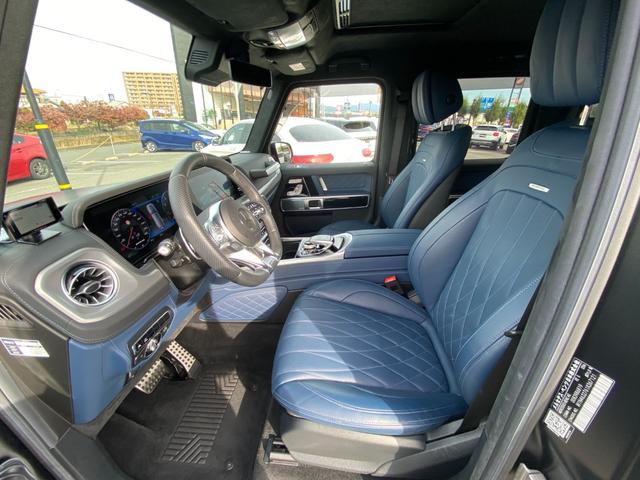 Ｇクラス Ｇ６３　マヌファクトゥーアエディション　・１オーナー・サンルーフ・アダプティブクルーズコントロール・純正ナビ／ＢＴ／ＵＳＢ・全方位カメラ・青革シート／シートヒーター／エアシート・ドライブレコーダー・フルセグ・ＥＴＣ・純正２１ＡＷ（11枚目）
