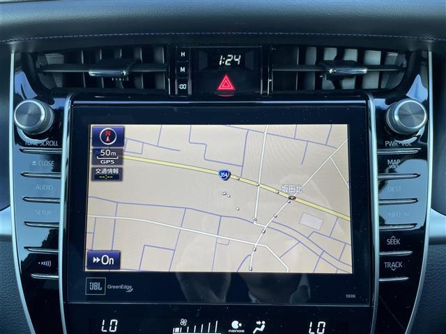 ハリアー プログレスメタル＆レザーパックスタイルブルーイッシュ　純正ＳＤナビ　ＡＭ　ＦＭ　ＣＤ　ＤＶＤ　ＢＴ　ＵＳＢ　ＳＤ　フルセグＴＶ　ＪＢＬプレミアムサウンド　サンルーフ　全方位カメラ　トヨタセーフティーセンスクルーズコントロール（3枚目）
