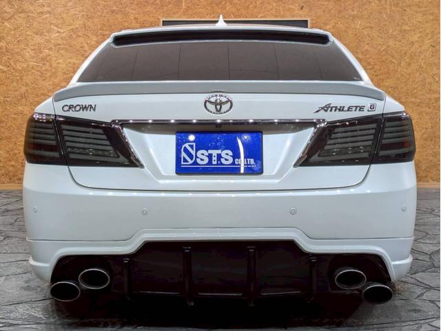 クラウン アスリートＧ　ユーザー様仕入　タナベ車高調　Ｔｏｍｓフルエアロ・マフラー・ステア　社外１９インチＡＷ　ヴァレンティＬＥＤテール　トランク・ルーフスポイラー　純正ナビ　Ｂカメラ　黒革シート　電動シート　シートヒーター（15枚目）