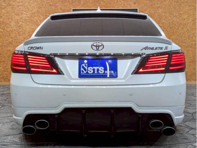 クラウン アスリートＧ　ユーザー様仕入　タナベ車高調　Ｔｏｍｓフルエアロ・マフラー・ステア　社外１９インチＡＷ　ヴァレンティＬＥＤテール　トランク・ルーフスポイラー　純正ナビ　Ｂカメラ　黒革シート　電動シート　シートヒーター（16枚目）