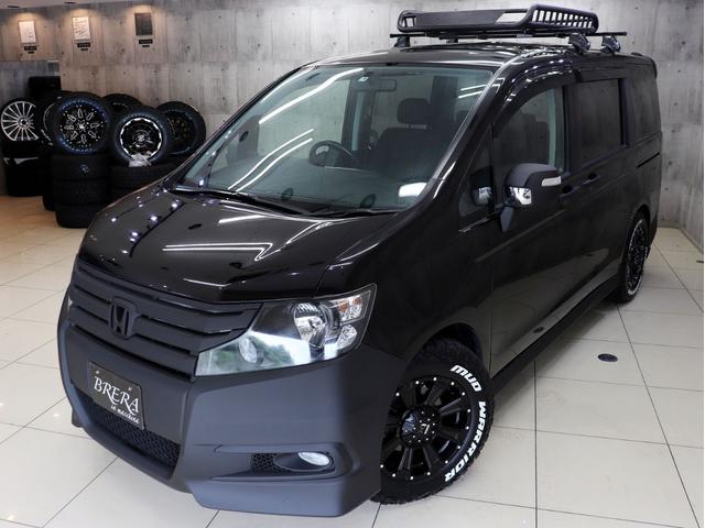 ステップワゴンスパーダ Z ブレラOGカスタム 新品社外AW&新品マッドテレーンタイヤ 新品ルーフラック インナーブラックヘッドライト テールブラックアウト マットブラック仕上げ 両側電動スラドアHDDナビBカメラ スマートキー(2枚目)