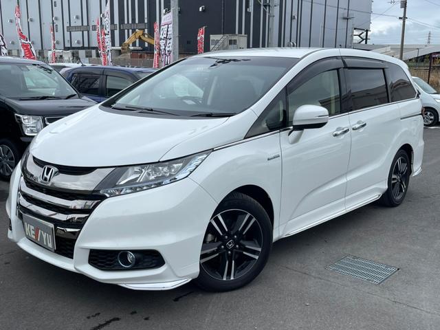オデッセイハイブリッド ハイブリッドアブソルート ホンダセンシングｅｘパック 禁煙車 メーカーオプション純正ナビ 後席モニター 全方位バックカメラ ｃｄ ｄｖｄ フルセグ ハーフレザーシート ｌｅｄヘッドライト 衝突軽減システム レーダークルーズコントロール 両側