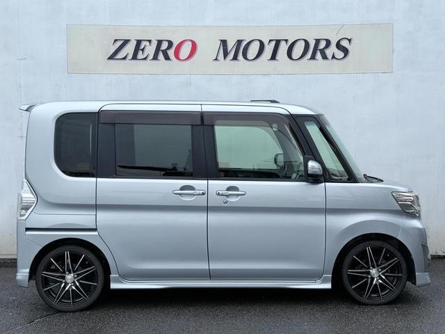 タント カスタムＲＳ　トップエディションＳＡＩＩ　ターボ　修復歴無　ブレーキサポート　ナビ（Ｂｌｕｅｔｏｏｔｈ・フルセグテレビ・ＤＶＤ・ＣＤ）バックカメラ　ＥＴＣ　ドラレコ　両側パワースライド　ローダウン　社外マフラー　ハーフレザーシート（10枚目）