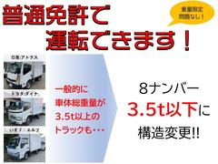 構造変更で総重量３．５ｔ未満の車両にいたします。普通免許さえあれば、どなたでも運転できます。 6