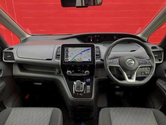 セレナ １．２　ｅ－ＰＯＷＥＲ　ハイウェイスターＶ　純正メモリ－ナビ　Ｗパワースライドドア　インテリジェントセーフティ　リヤカメラ　１オナ車　追従クルーズ　インテリジェントキ　ナビ　ＬＥＤヘッドライト　ＥＴＣ付き　メモリナビ　車線逸脱センサー　ドライブレコーダー　ＡＢＳ（4枚目）