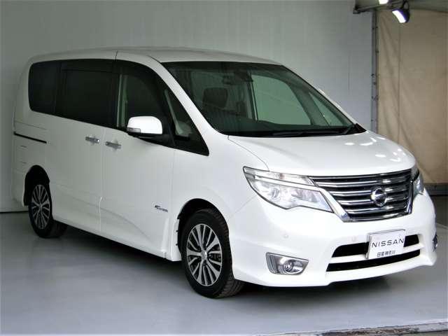 セレナ ハイウェイスターＳ－ＨＹＢＲＩＤ　アドバンストセーフティＰＫ　衝突軽減Ｂ　パワーステアリング　フルセグＴＶ　オートクルーズ　ＬＥＤライト　スマートキー　キーフリー　ＥＴＣ　ＡＷ　アイドリングストップ　記録簿　ナビＴＶ　ＡＣ　ＡＢＳ　サイドカメラ　メモリーナビ（3枚目）