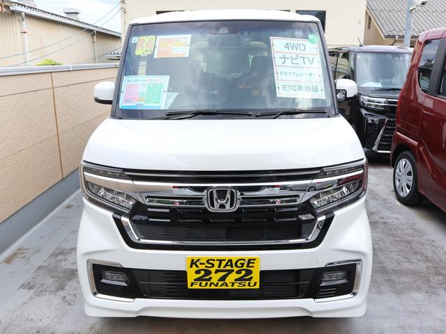 Ｎ－ＢＯＸカスタム Ｌ　４ＷＤ　●令和４年式　●走行１４５６２ｋｍ　●社外ナビ　●前方ドラレコ　●ＥＴＣ　●バックカメラ　●電動スライドドア　●渋滞追従機能付ＡＣＣ　●シートヒーター　●元レンタカー　●新車保証付　●禁煙車（2枚目）