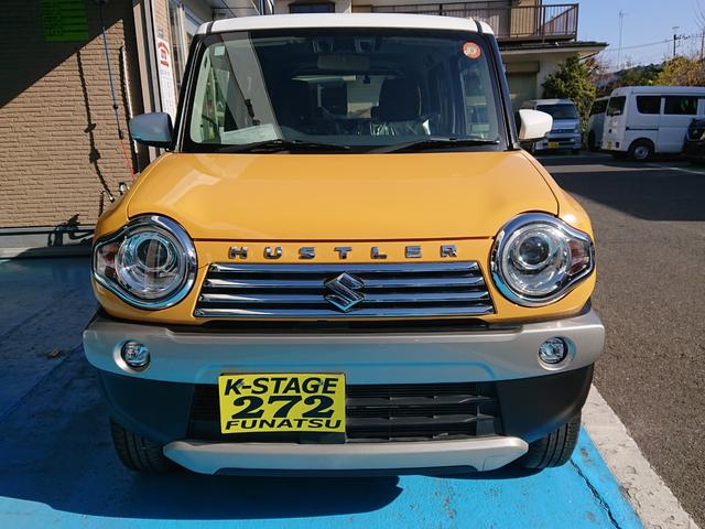 ハスラー J ●令和1年式 ●走行34259km ●ナビ ●バックカメラ ●衝突被害軽減ブレーキ ●前席シートヒーター ●HIDヘッドライト ●プッシュスタートボタン ●キーフリー ●Sエネチャージ ●禁煙車(2枚目)