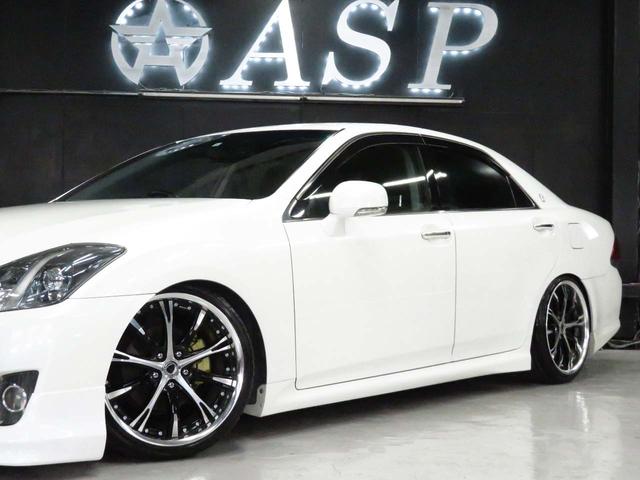 アスリート 後期 純正メーカーナビ WORKシュヴァートSC4/19AW 新品フルタップ車高調 新品タイヤ交換済 黒革調シートカバー エアロパーツ ウィンカーミラー HIDライト ミュージックサーバー 地デジTV(5枚目)