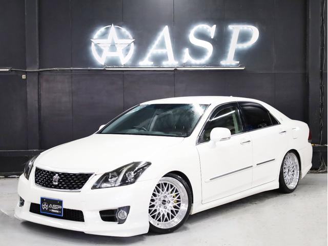 クラウン 2.5アスリート プレミアムエディション 後期型 黒革エアーシート AMEシュタイナー19インチAW 新品フルタップ車高調 エアロパーツ 純正メーカーナビ 地デジフルセグ バックカメラ スマートキー パワーシート HIDライト(4枚目)