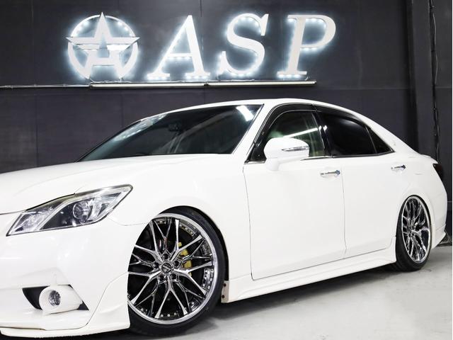 クラウン アスリートＳ　Ｋｒａｎｚｅ２０インチＷ　新品フルタップ車高調　ＴＲＤエアロ　純正メーカーナビ　地デジフルセグ　バックカメラ　スマートキー　パワーシート　ＨＩＤライト　黒革調シートカバー（8枚目）