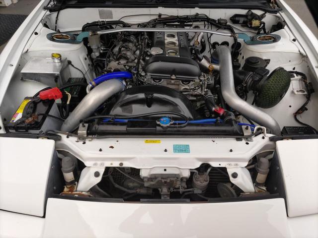 １８０ＳＸ 　ターボＥｇ換装６速ＭＴ換装公認Ｓ１５ダッシュ換装外フルエアロ前置インタークーラー銅３層ラジエター車高調Ｐテン５穴ハブブレンボキャリパー強化クラッチ機械式ＬＳＤロールバーＧＴ－ＲシートＤｅｆｉ４連（65枚目）
