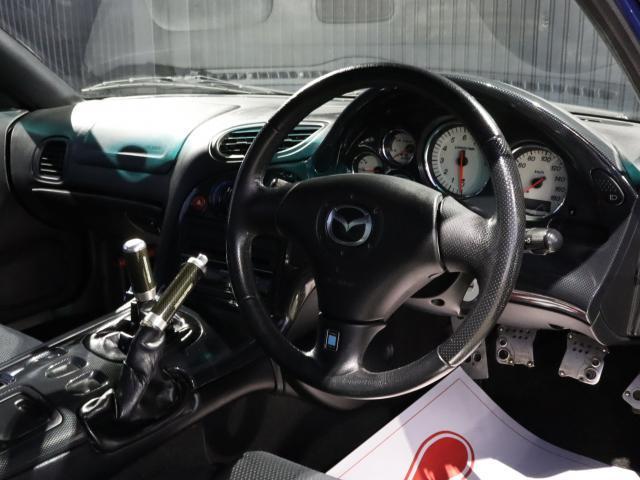 RX-7 タイプR バサーストR 6型 TEIN車高調 MAZDASPEEDリアウィング カーボンボンネット ウエッツスポーツ18アルミ RE雨宮スリークヘットライト 圧縮測定済(3枚目)