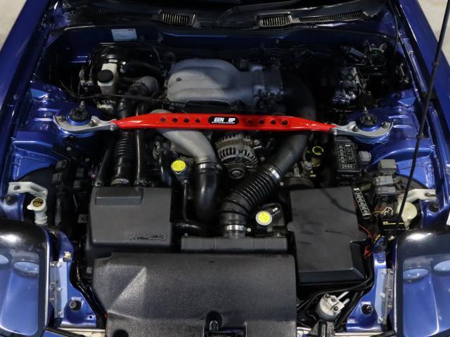 RX-7 タイプR バサーストR 6型 TEIN車高調 MAZDASPEEDリアウィング カーボンボンネット ウエッツスポーツ18アルミ RE雨宮スリークヘットライト 圧縮測定済(9枚目)