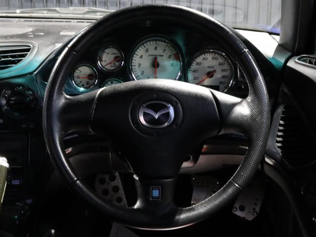 RX-7 タイプR バサーストR 6型 TEIN車高調 MAZDASPEEDリアウィング カーボンボンネット ウエッツスポーツ18アルミ RE雨宮スリークヘットライト 圧縮測定済(12枚目)