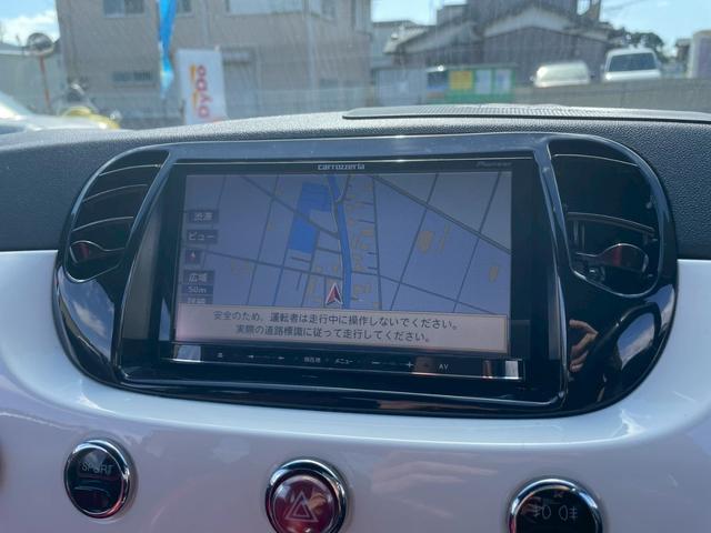 アバルト５００ 　５速ＭＴ　社外ナビ　赤レザーシート（10枚目）