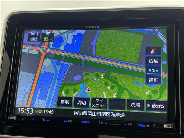 スペーシアカスタム ハイブリッドXSターボ 純正8インチナビ 両側パワスラ コーナーセンサー HUD ETC オートライト フォグランプ 前後ドラレコ ハーフレザーシート シートヒーター パドルシフト 追従クルコン LEDライト ステリモ(2枚目)