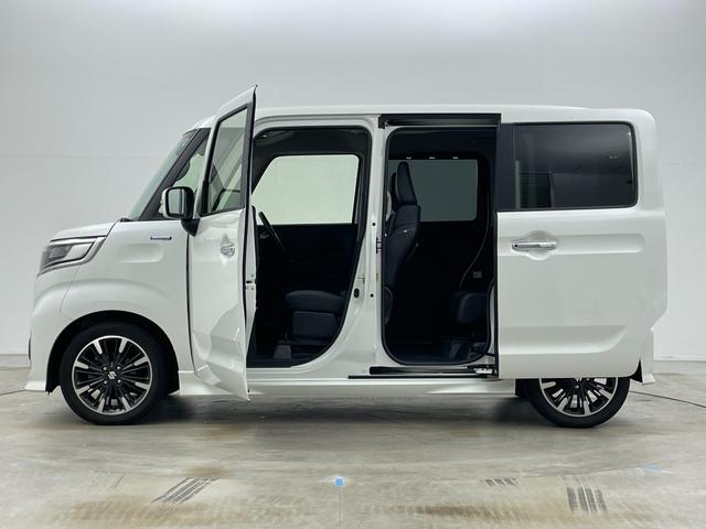 スペーシアカスタム ハイブリッドXSターボ 純正8インチナビ 両側パワスラ コーナーセンサー HUD ETC オートライト フォグランプ 前後ドラレコ ハーフレザーシート シートヒーター パドルシフト 追従クルコン LEDライト ステリモ(70枚目)