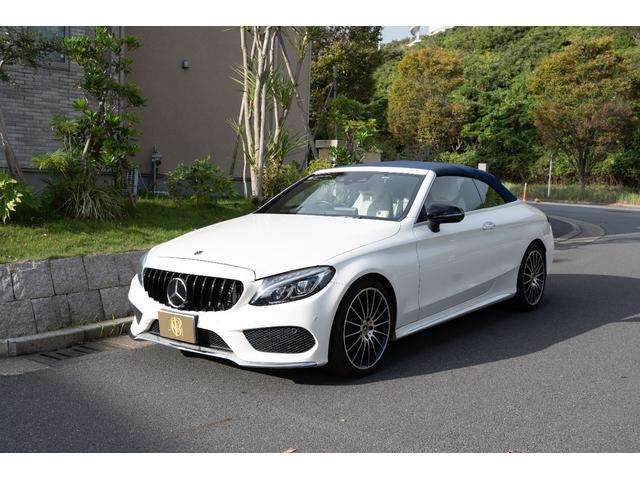 Cクラス C180カブリオレスポーツ AMGライン レザーエクスクルーシブPKG 青幌 ホワイトレザー ワンオーナー 純正HDDナビ フルセグTV バックカメラ ETC ドライブレコーダー(3枚目)