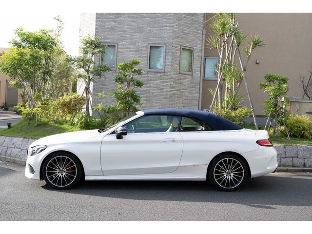 Cクラス C180カブリオレスポーツ AMGライン レザーエクスクルーシブPKG 青幌 ホワイトレザー ワンオーナー 純正HDDナビ フルセグTV バックカメラ ETC ドライブレコーダー(6枚目)