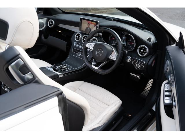 Cクラス C180カブリオレスポーツ AMGライン レザーエクスクルーシブPKG 青幌 ホワイトレザー ワンオーナー 純正HDDナビ フルセグTV バックカメラ ETC ドライブレコーダー(53枚目)