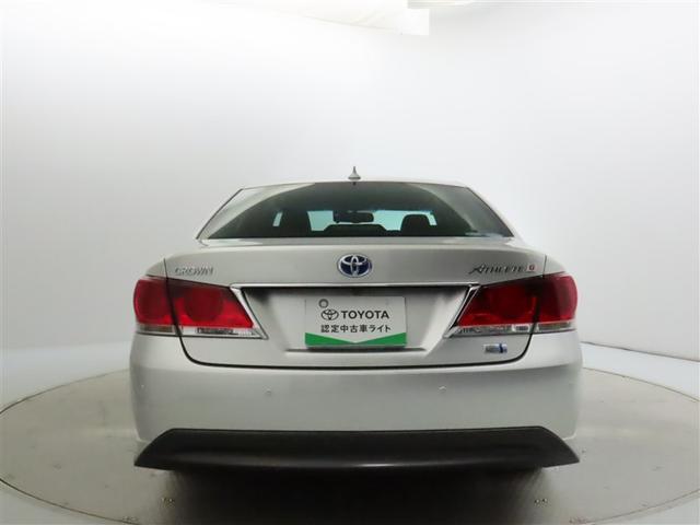 クラウンハイブリッド アスリートＧ　トヨタ認定中古車ライト　自動（衝突被害軽減）ブレーキ（対車両）　インテリジェントクリアランスソナー　ＨＩＤヘッドライト　ドライブレコーダ　純正ＨＤＤ地デジナビ　ＣＤ／ＤＶＤ再生機能　本革シート　禁煙車（2枚目）