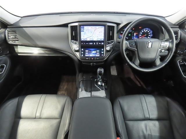 クラウンハイブリッド アスリートＧ　トヨタ認定中古車ライト　自動（衝突被害軽減）ブレーキ（対車両）　インテリジェントクリアランスソナー　ＨＩＤヘッドライト　ドライブレコーダ　純正ＨＤＤ地デジナビ　ＣＤ／ＤＶＤ再生機能　本革シート　禁煙車（3枚目）