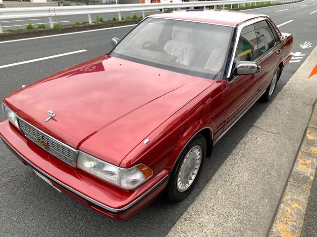 グロリア ブロアム　フルノーマルコンディション　クランベリーレッドパール　タイベルウォーターポンプ交換済み　取説記録簿有り　エアコン実働（18枚目）