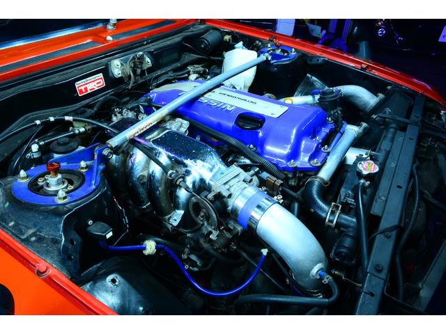 セリカ 　ＴＡ２２改　ＳＲ２０ターボ載替公認　Ｓ１４エンジン・ミッション・タービン　Ｗｏｒｋ　Ｅｑｕｉｐ　１５ＡＷ　ワンオフステンマフラー　デフ　ＤＧＲ減衰付き車高調　リアディスクブレーキ化　調整ラテラルロッド（37枚目）