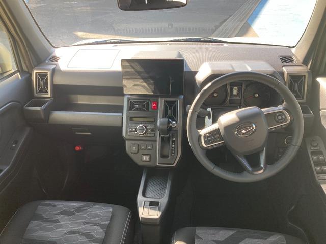 タフト Ｇターボ　ダーククロムベンチャー　特別仕様車　純正１０インチナビ　前後ドライブレコーダー　ＥＴＣ　パノラマモニター　衝突軽減ブレーキ　誤発進抑制装置　ルーフキャリア　前後マッドフラップ　コーナーセンサー　スマートキー　フードエンブレム（11枚目）