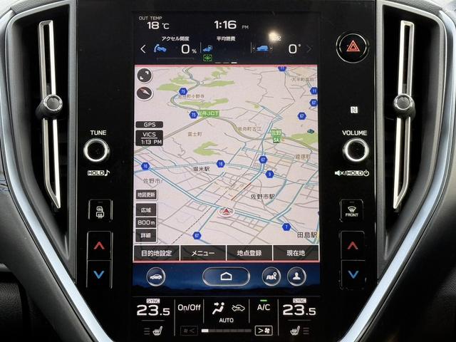 レヴォーグ ＧＴ－Ｈ　ＥＸ　禁煙車　メーカー１１．６型ナビ　　アイサイトＸテクノロジー　フルセグＴＶ　フロント・サイド・リヤカメラ　電動リアゲート　左右独立エアコン　全席シートヒーター　運転席パワーシート　カープレイ接続（3枚目）