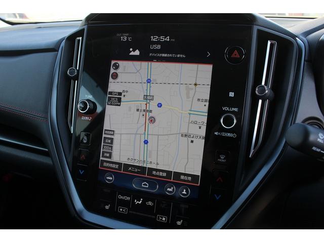 レヴォーグ ＳＴＩスポーツ　ＥＸ　禁煙車　純正１１．６インチナビ　フロントサイドバックカメラ　アイサイトＸ　１２．３インチフル液晶メーター　レーダークルーズ　フルセグ　自動後退機能付パワーシート　赤革シート　シートヒーター　ＥＴＣ（3枚目）