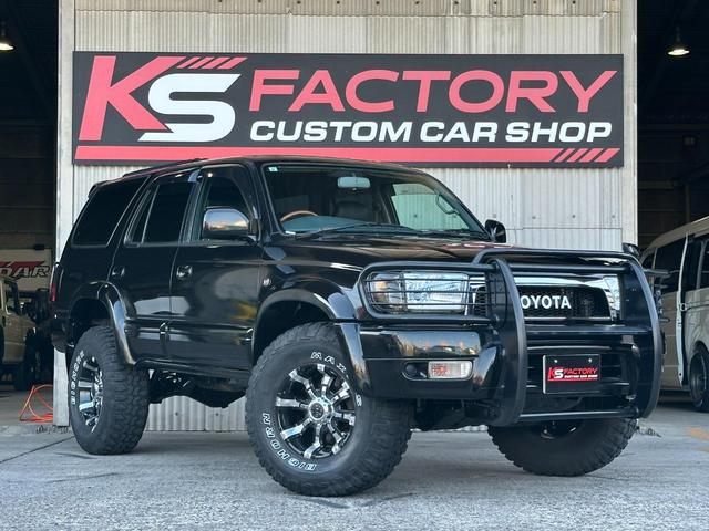 ハイラックスサーフ ＳＳＲ－Ｘ　Ｖセレクション　１８５サーフ　ブラック全塗装済み　クリスタルヘッドライト　ＴＯＹＯＴＡ文字メッシュグリル　グリルガード　ＭＧ　Ｂｅａｓｔホイール　マキシスタイヤ　ガナドールマフラー　新品ブラック＆千鳥柄シートカバー（66枚目）
