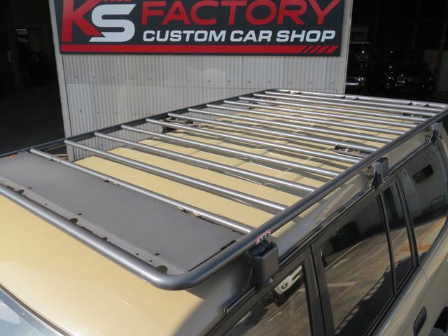 ランドクルーザープラド ＴＸ　９５プラド　ベージュ全塗装済み　ナロー仕様　ディーゼルターボ　丸目換装　マットブラックバンパー　ＡＲＢルーフラック　新品クリスタルオレンジコーナーレンズ　フリップダウンモニター　ナビ　フルセグＴＶ（43枚目）