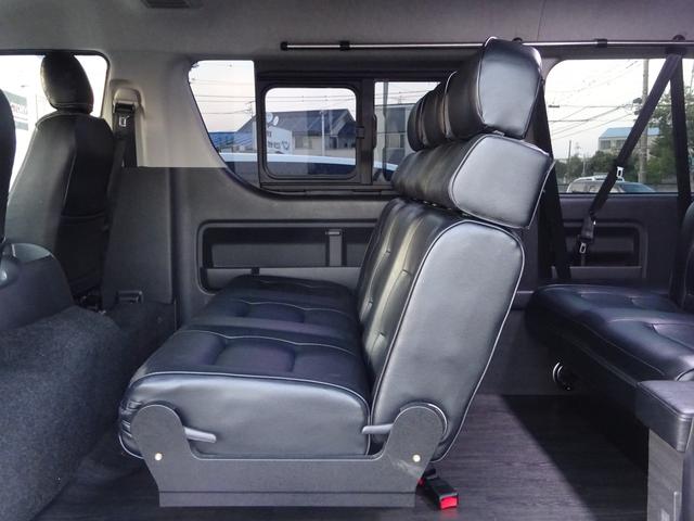 ハイエースワゴン GL ユーザー買取車/ワンオーナー車/Flex使用フルフラットシート/3列目ベンチシート/フローリング施工/フロントリップ/ローダウン/社外17インチAWナスカーホワイトレター/ナビ/フリップダウンモニター(38枚目)