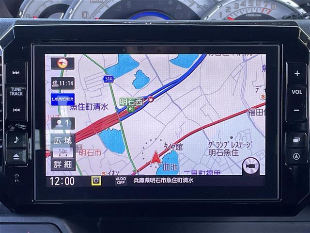 ウェイク GターボSAIII 純正8インチナビ 両側パワースライドドア バックカメラ スマートアシスト 革巻きステアリング ステアリングリモコン Bluetooth接続 フルセグTV 純正フロアマット ターボ ETC CD/DVD(4枚目)