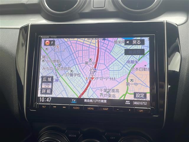 スイフト ハイブリッドＭＬ　４ＷＤ　純正８インチナビ　フルセグＴＶ　全方位モニター　前席シートヒーター　セーフティＰＫＧ　衝突軽減ブレーキ　追従クルコン　レーンキープ　ハイビームアシスト　前方ドラレコ　ＬＥＤライト　夏冬タイヤ有（4枚目）