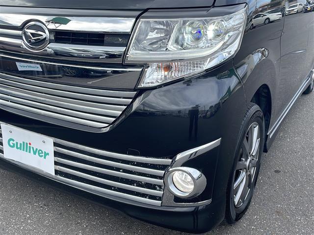 タント カスタムX 4WD 社外オーディオ AUX 片側パワースライドドア オートライト LEDヘッドライト フォグランプ 社外14インチアルミ プッシュスタート スマートキー リアロールサンシェード 純正ラバーマット(38枚目)