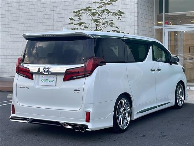 アルファードハイブリッド SR Cパッケージ 4WD 純正9インチDAナビ フルセグ 純正12.1インチフリップダウンモニター 黒革エアシート 両側電動ドア パワーバックドア セーフティセンス 社外車高調 社外20インチアルミ モデリスタエアロ(34枚目)