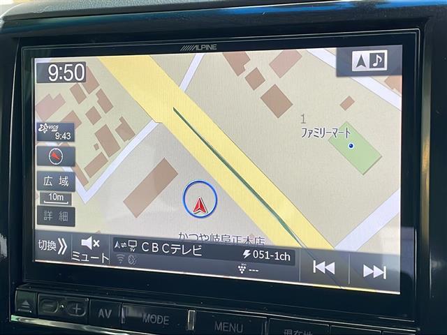 デリカＤ：５ ジャスパー　禁煙車　アルパイン９型ナビ　ＡＭ／ＦＭ／ＣＤ／ＤＶＤ　ＢＴ　フルセグＴＶ　ダブルゾーン　バックカメラ　フリップダウン　両側パワースライド　パドルシフト　クルーズコントロール　ドライブレコーダー　ＥＴＣ（3枚目）