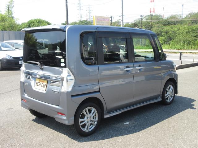 タント カスタムX SA ワンセグHDDナビ スマートキー プッシュスタート 片側パワースライドドア ETC 衝突被害軽減ブレーキ 横滑り防止装置 アイドリングストップ オートエアコン HIDヘッドライト フォグランプ(4枚目)