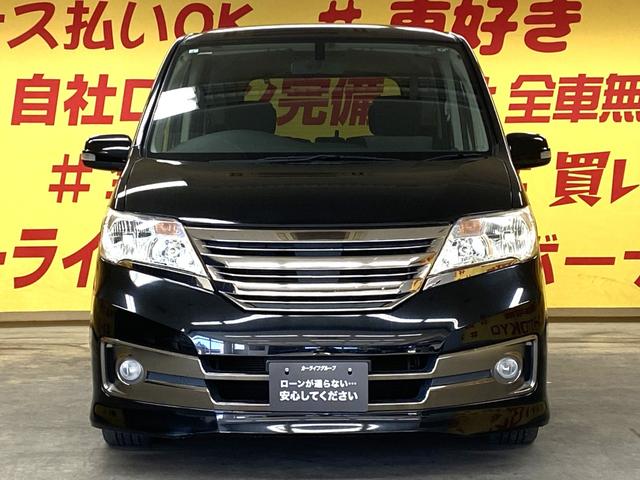 セレナ ライダー　ブラックライン　Ｓ－ハイブリッド　ＴＫ１８８７　純正ＳＤナビ　ＣＤ　ＤＶＤ　地デジフルセグＴＶ　バックカメラ　後席フリップダウンモニター　革巻きハンドル　クルーズコントロール　ビルトインＥＴＣ　オートライト　ＨＩＤヘッドライト（6枚目）