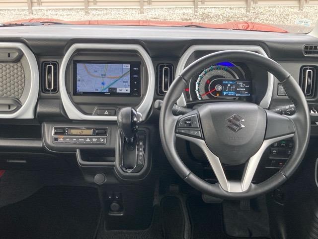 ハスラー ハイブリッドX 禁煙車 社外ナビ フルセグTV CD DVD Bluetooth ETC 衝突被害軽減ブレーキ 車線逸脱警報 前席シートヒーター ステアリングスイッチ プッシュスタート スマートキー スペアキー(2枚目)
