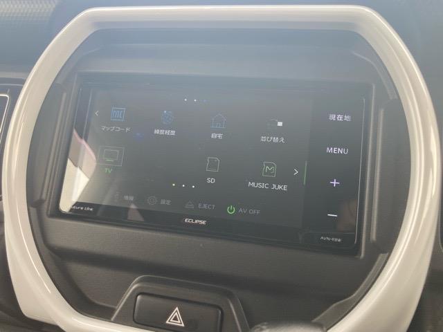 ハスラー ハイブリッドX 禁煙車 社外ナビ フルセグTV CD DVD Bluetooth ETC 衝突被害軽減ブレーキ 車線逸脱警報 前席シートヒーター ステアリングスイッチ プッシュスタート スマートキー スペアキー(4枚目)