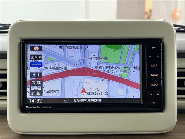 アルトラパン Ｘ　純正７型ナビ（ＢＴ，フルセグＴＶ）　スズキセーフティサポート　障害物センサー　衝突軽減ブレーキ　レーンキープ　横滑り防止　アイドリングストップ　シートヒーター　純正１４インチＡＷ　ＬＥＤオートライト（3枚目）