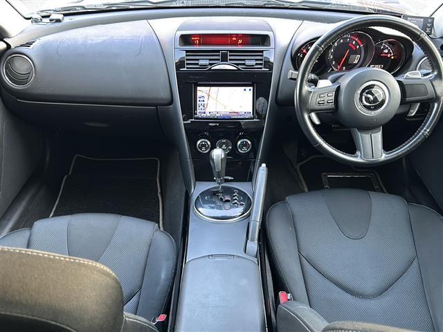 RX-8 タイプG アルパイン製純正HDDナビ(CD/DVD/DTV) バックカメラ ETC 前方ドライブレコーダー ステアリングスイッチ パドルシフト 純正フロアマット 社外18インチAW(42枚目)