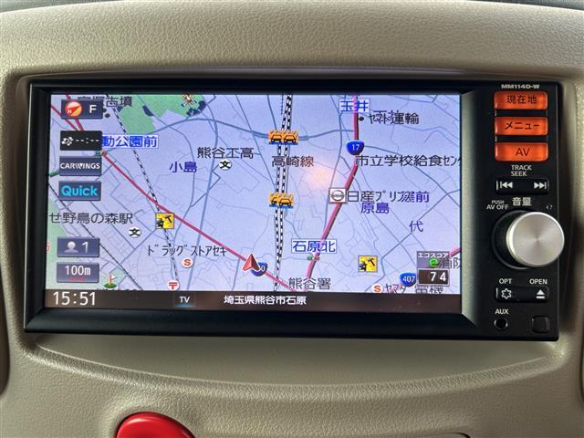 キューブ １５Ｘ　Ｖセレクション　純正ＳＤナビ（ＣＤ／ＤＴＶ／ＵＳＢ）バックカメラ　アイドリングストップ　ＥＴＣ　スマートキー　ライトレベライザー（4枚目）