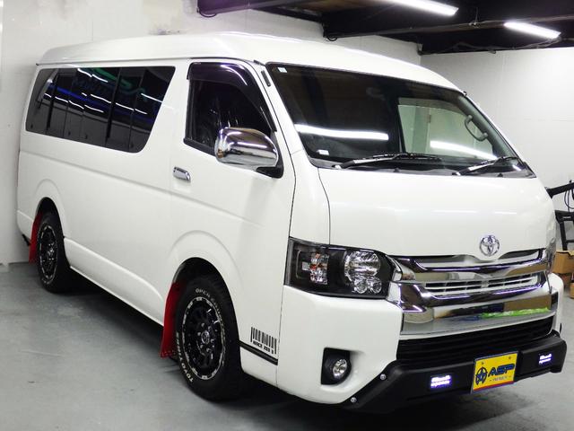 ハイエースワゴン ＧＬ　純正ＳＤナビ　バックカメラ　ＥＴＣ　社外グリル　地デジ　左側パワースライド　社外ヘッドライト　ドアバイザー　メッキドアミラー　４型フェイス（8枚目）