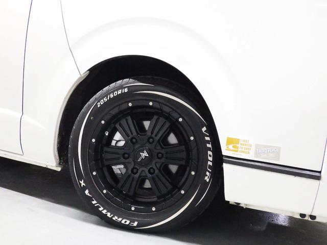 ハイエースバン ロングスーパーGL 社外エアロ 社外16インチAW ルーフスポイラーカバー ローダウン 社外SDナビ バックカメラ 両側スライドドア ETC 地デジ キーレス ドアバイザー(56枚目)